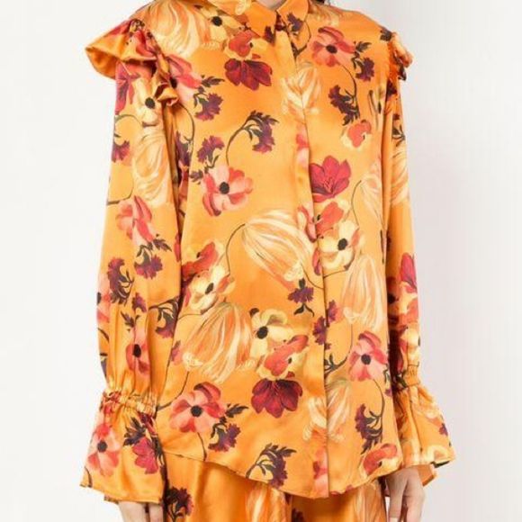 MOTHER OF PEARL Autumn Marin Silk Floral Blouse Large NWT - Picture 8 of 9